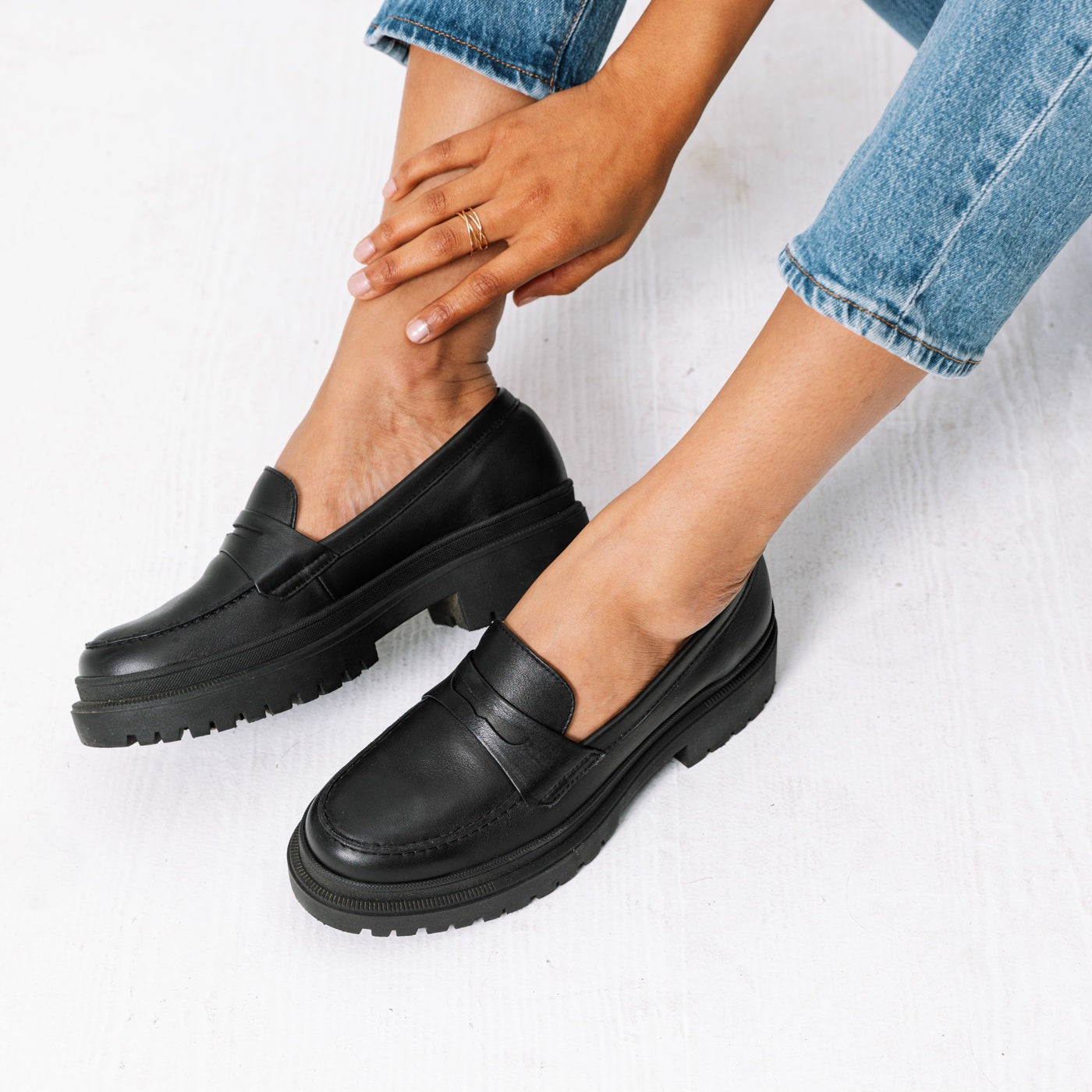 Penny Loafer - Solid Black Leather (Chunky Sole)
