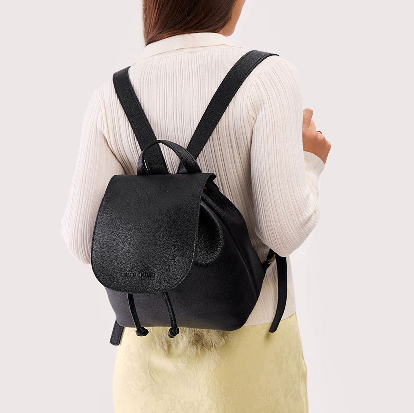 drawstring backpack black leather 'Almost Perfect' Bucket Backpack