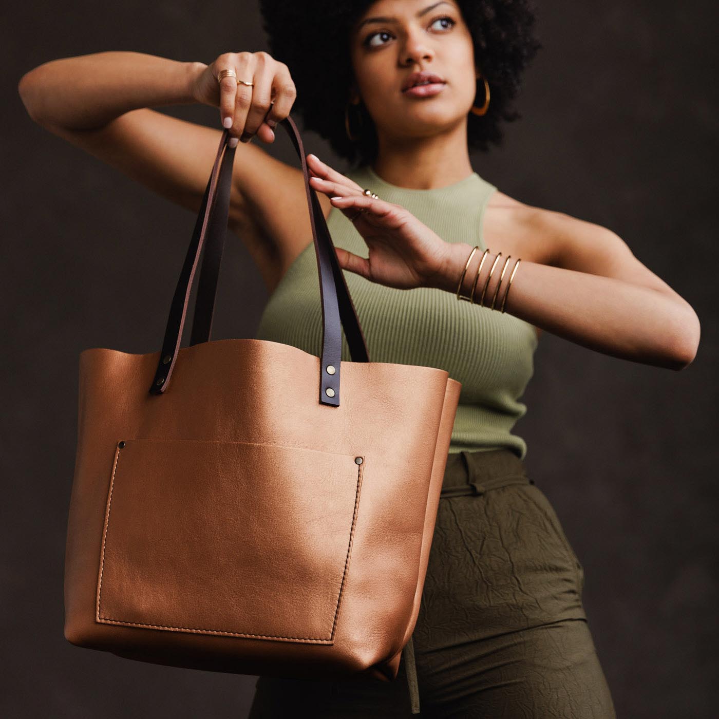 Portland leather goods tote Clearance