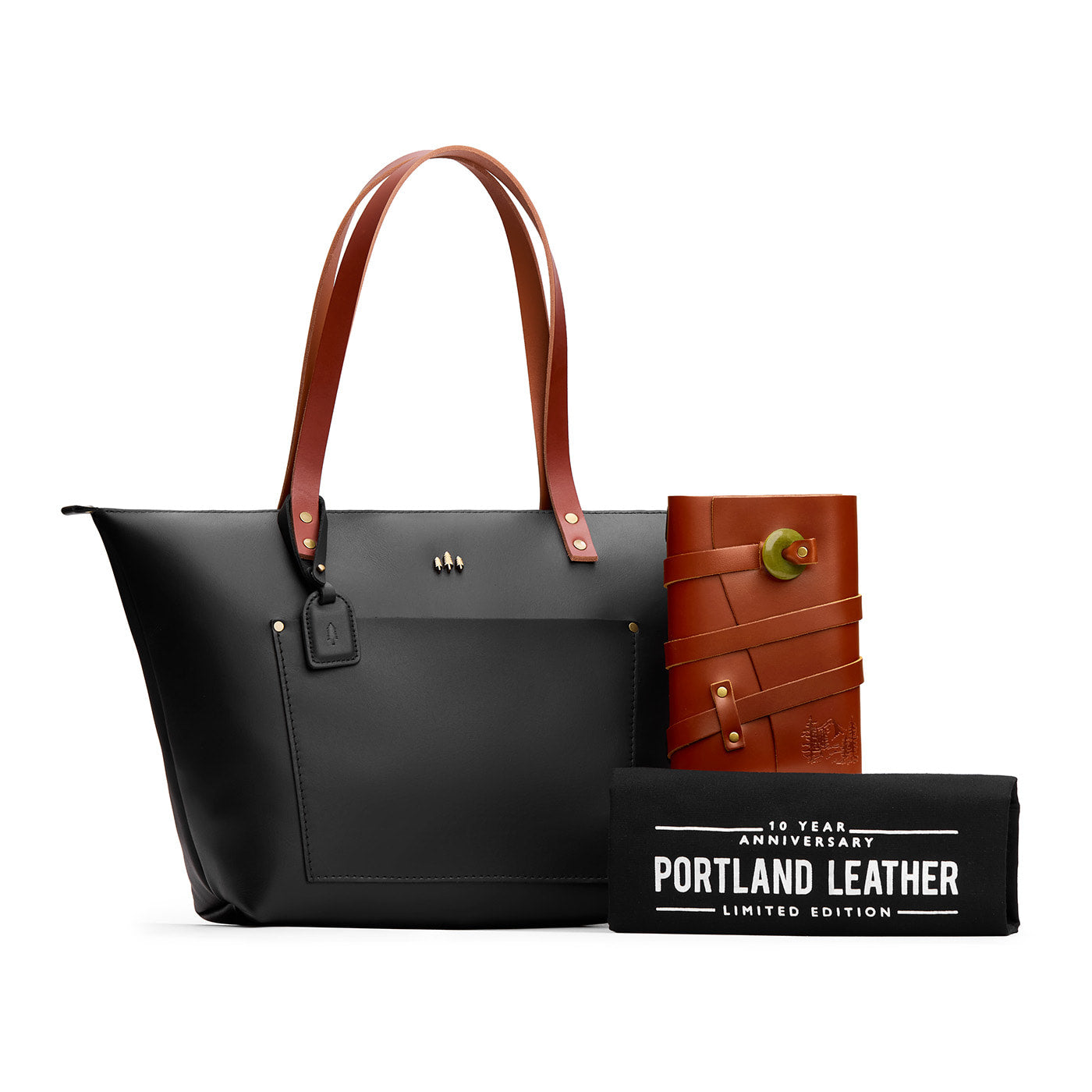 Black*Zipper | Leather Tote Bag with bridle leather handles
