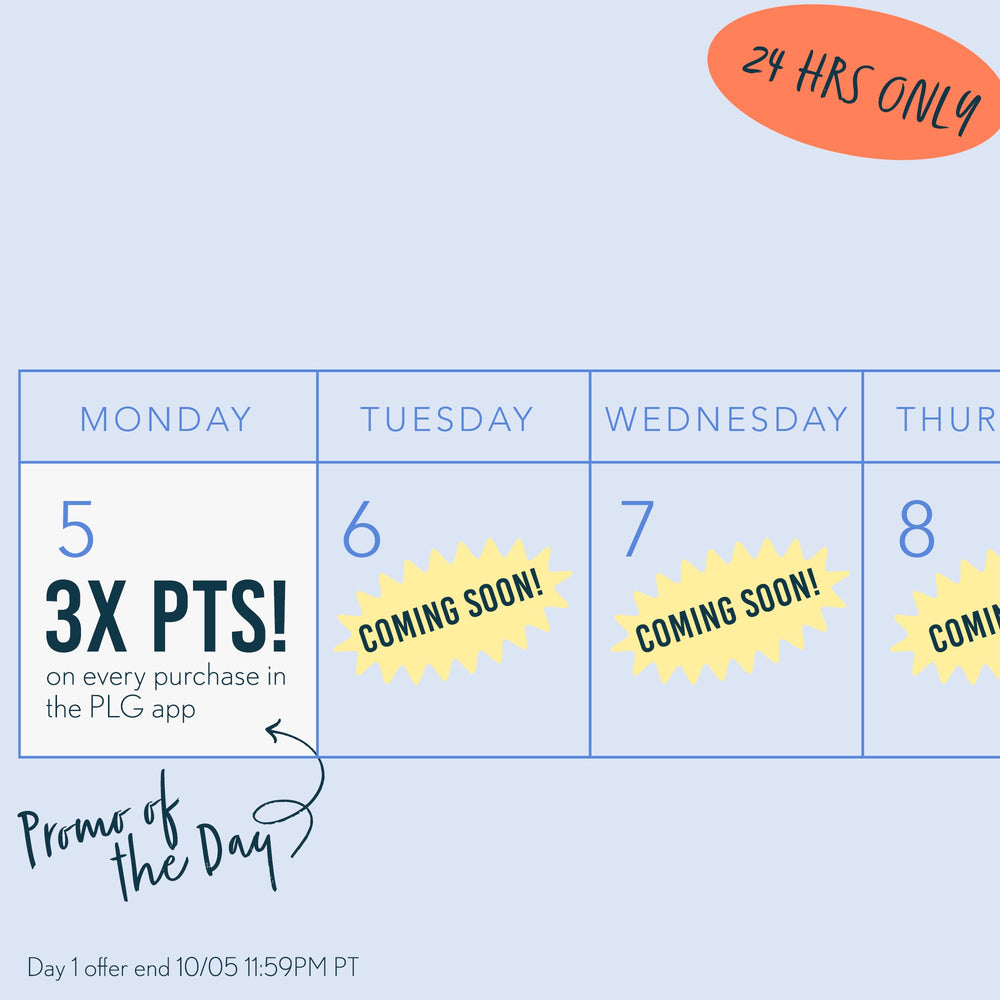 Banner with a calendar promoting a 24 hour promotion with 3 times points earned on all purchases in App