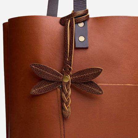 Asheville | Dragonfly shaped leather charm tassel