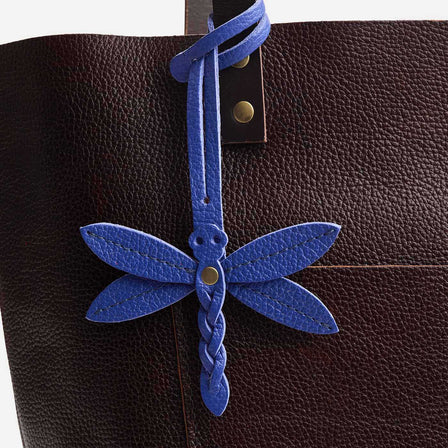 Molino Blue | Dragonfly shaped leather charm tassel