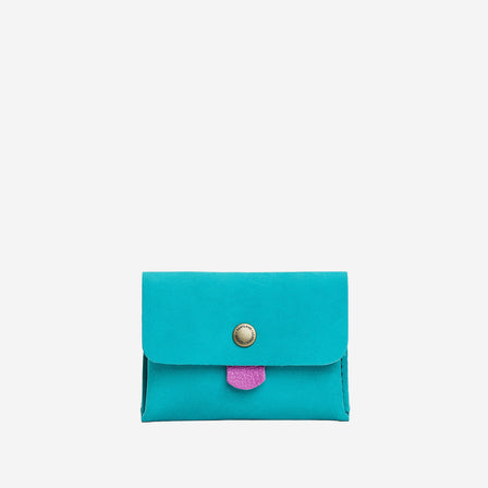 Aquamarine | Envelope snap wallet with contrast pull tab