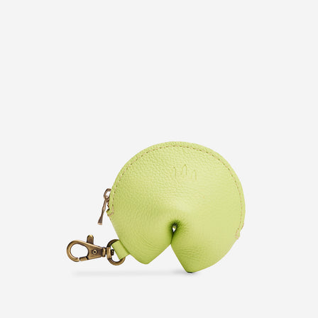 Shadow Lime | Leather fortune cookie shaped pouch