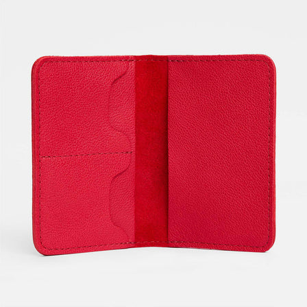 Cherry | Leather passport case with PLG logo open shot