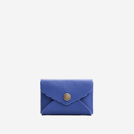 Molino Blue | Small leather card wallet with scalloped edge