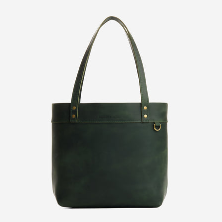 Evergreen | Leather tote bag with riveted straps and exterior key loop