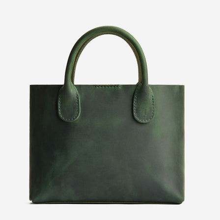 Evergreen*Small | Petite tote purse with structured leather handles and crossbody strap