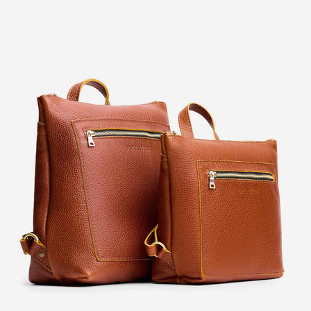 Sienna*Small | Square slim leather tote backpack