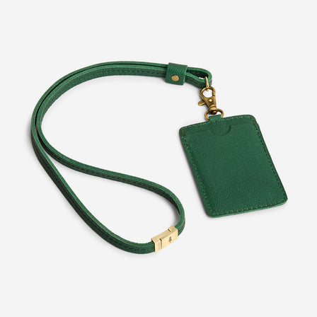 Bacalar | A leather lanyard attached to a matching card holder on a white background