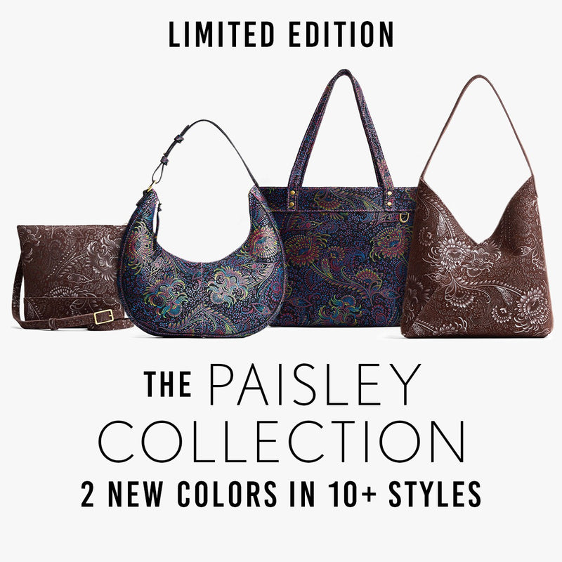4 leather bags our new paisley print