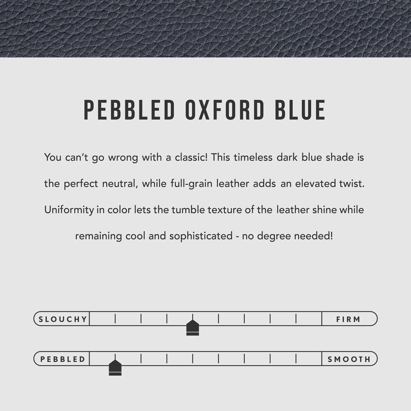 All Color: Pebbled Oxford Blue | infographic