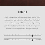 Grizzly | Petite bucket shaped tote bag with matching leather handles | infographic
