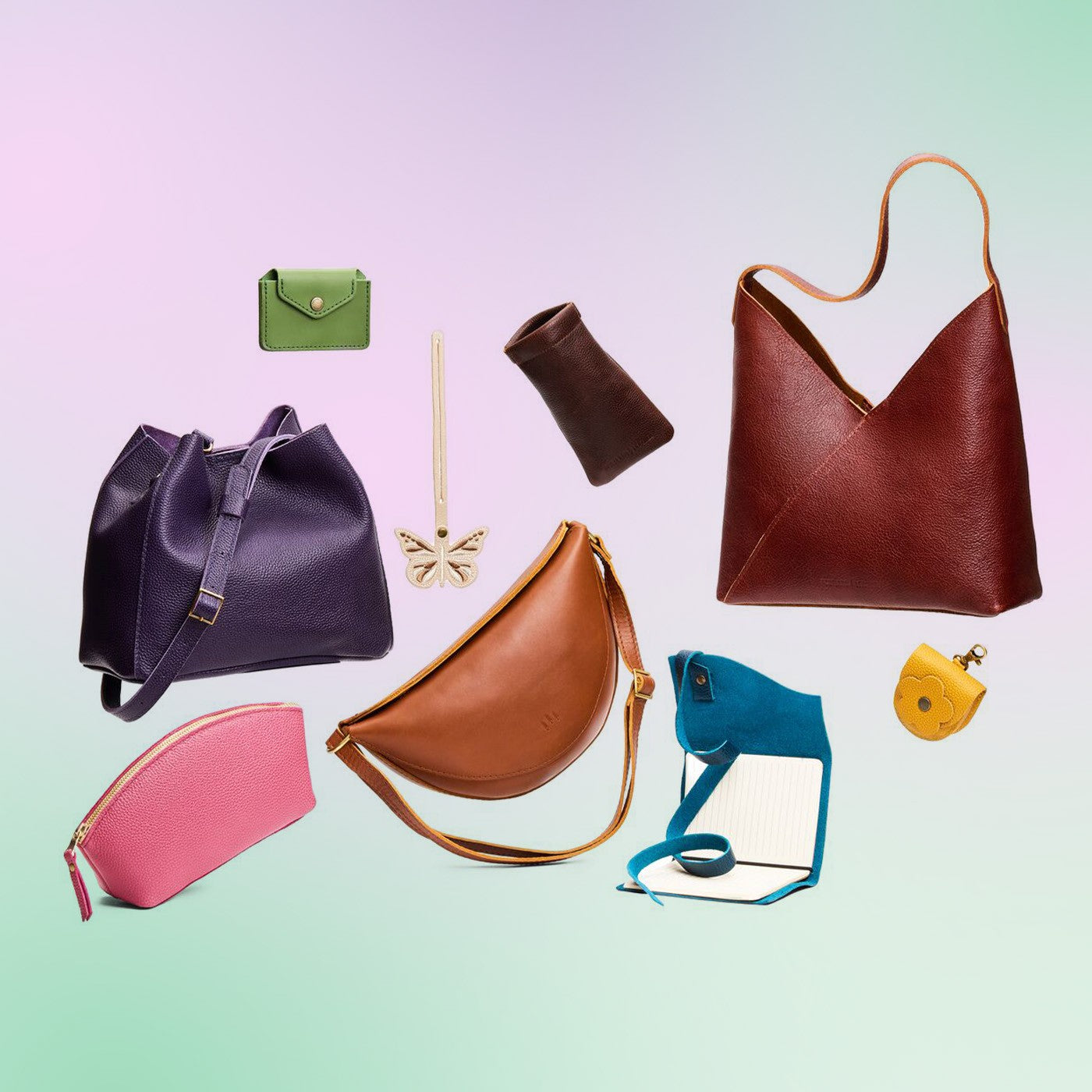 Classic Mix Mystery Box | a collection of three bags and six small goods on a gradient background
