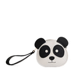 Black | Panda-shaped pouch with zipper opening and wristlet