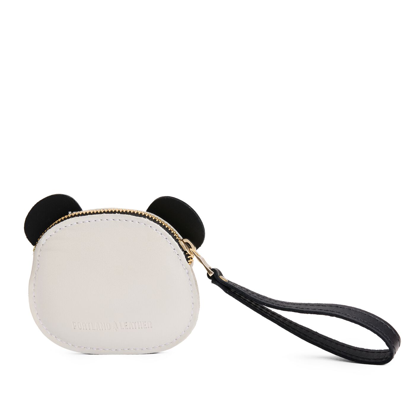 Black | Panda-shaped pouch with zipper opening and wristlet