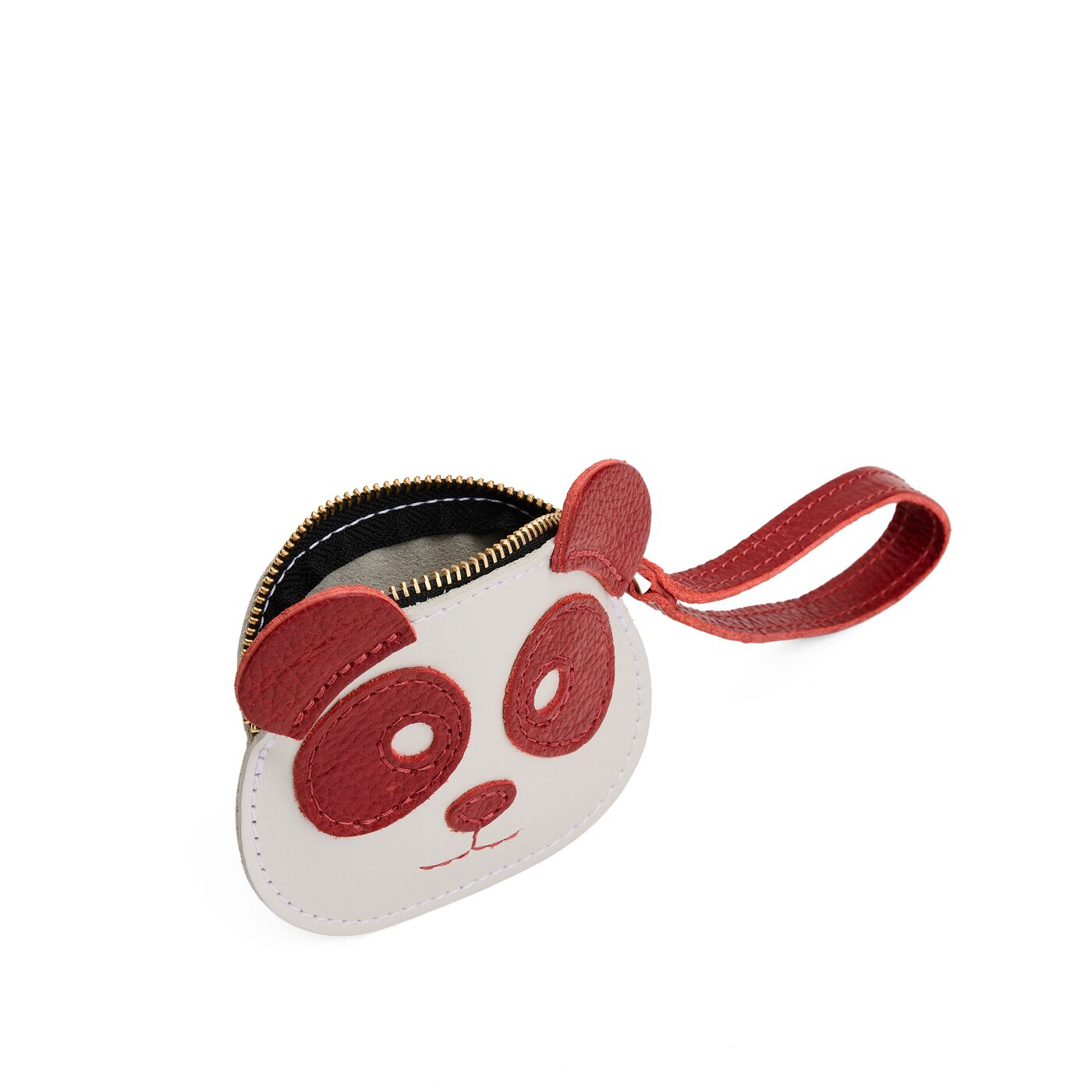 Chili Red | Panda-shaped pouch with zipper opening and wristlet