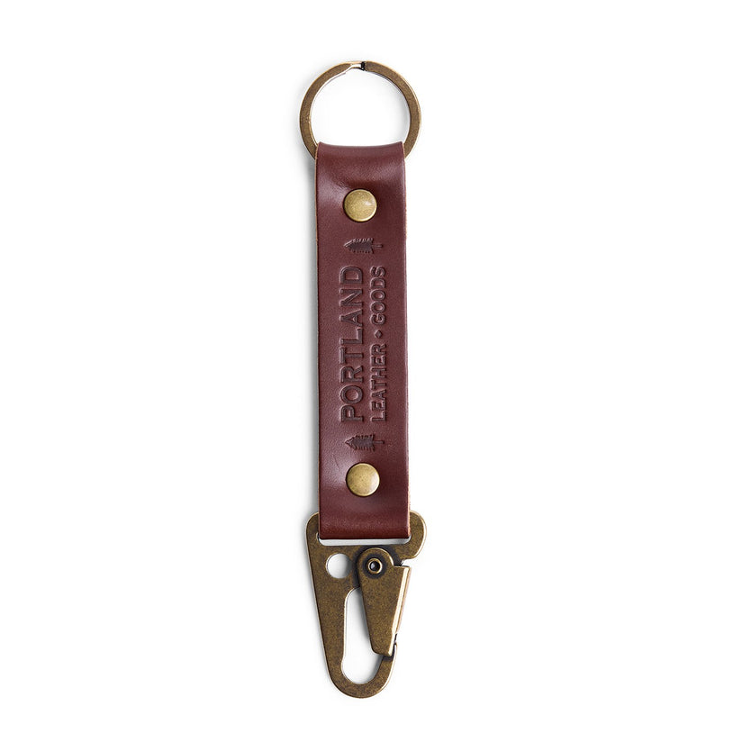 Chocolate Brown*Long | Leather logo branded keychain 