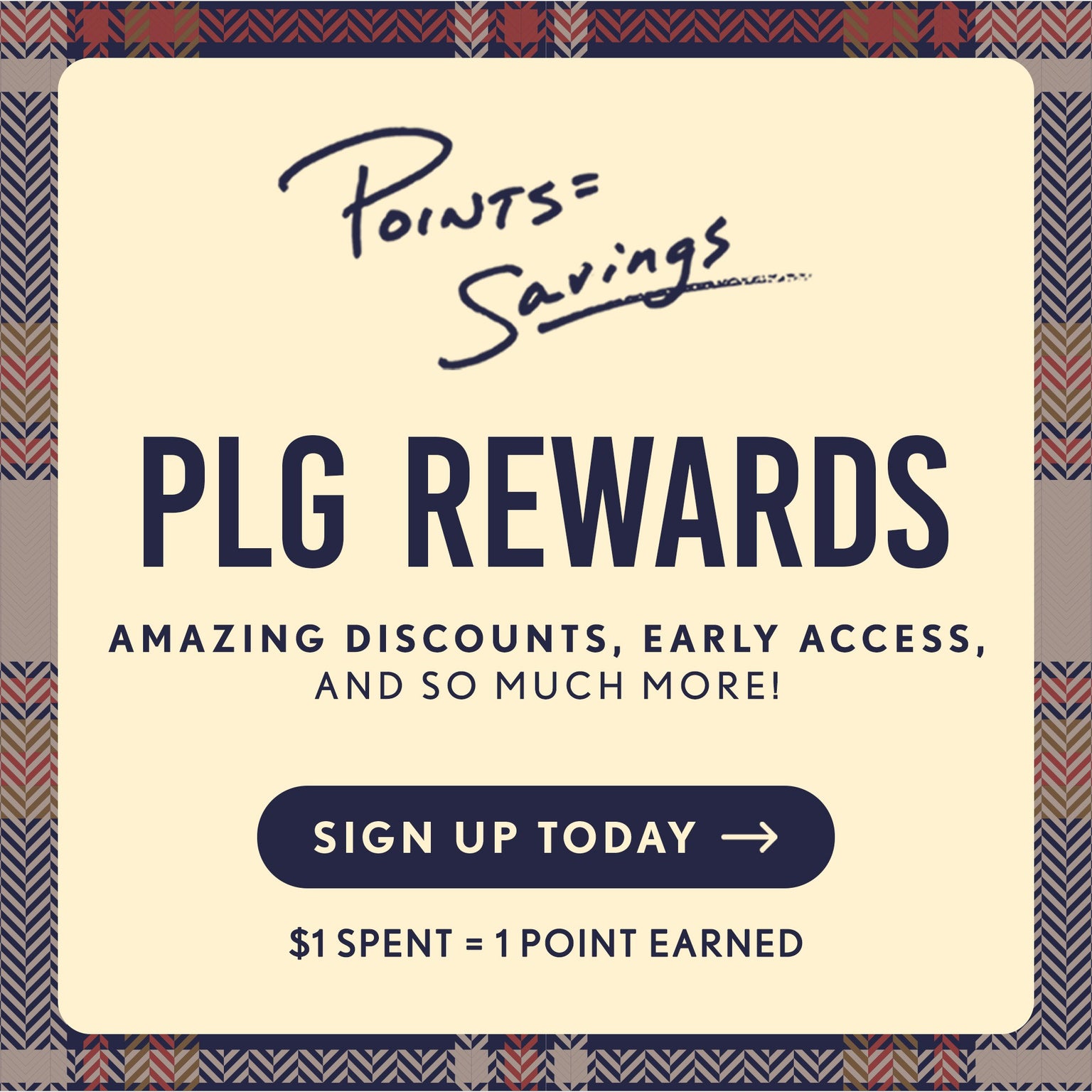 Rewards Banner, Earn 1 point for every $1 spent. Sign up to start earning points.