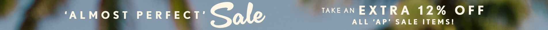 A promotional sale banner with the text 'ALMOST PERFECT' Sale and 'TAKE AN EXTRA 12% OFF ALL APPLIANCE ITEMS!'