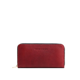 Chili Red | Large accordion leather wallet with zipper and PLG logo