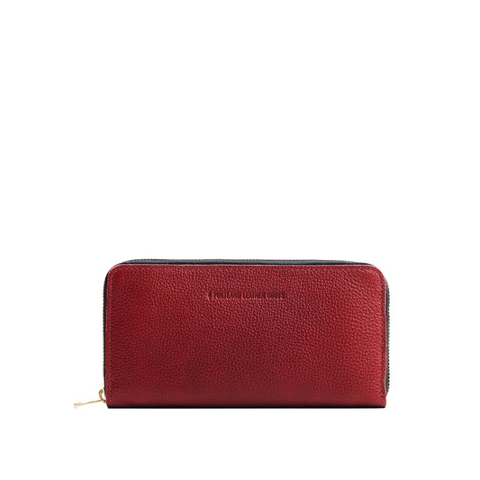 Chili Red | Large accordion leather wallet with zipper and PLG logo