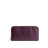 Plum | Large accordion leather wallet with zipper and PLG logo