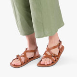 Miele | Person wearing strappy leather sandals with two buckle accents