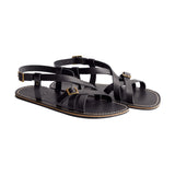 Nero | Strappy leather sandals with two buckle accents