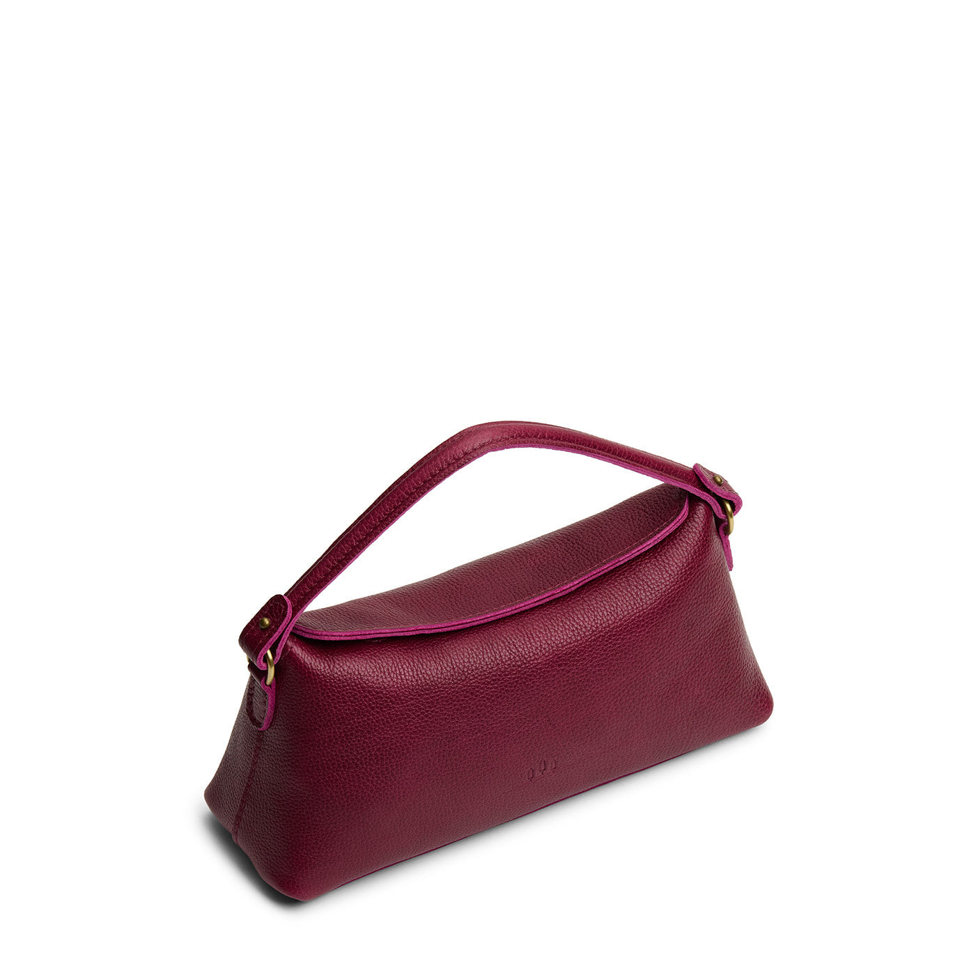 Orchid | Leather bowler bag with magnetic closure against a white background