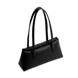 Black | Leather bowler bag with magnetic closure against a white background