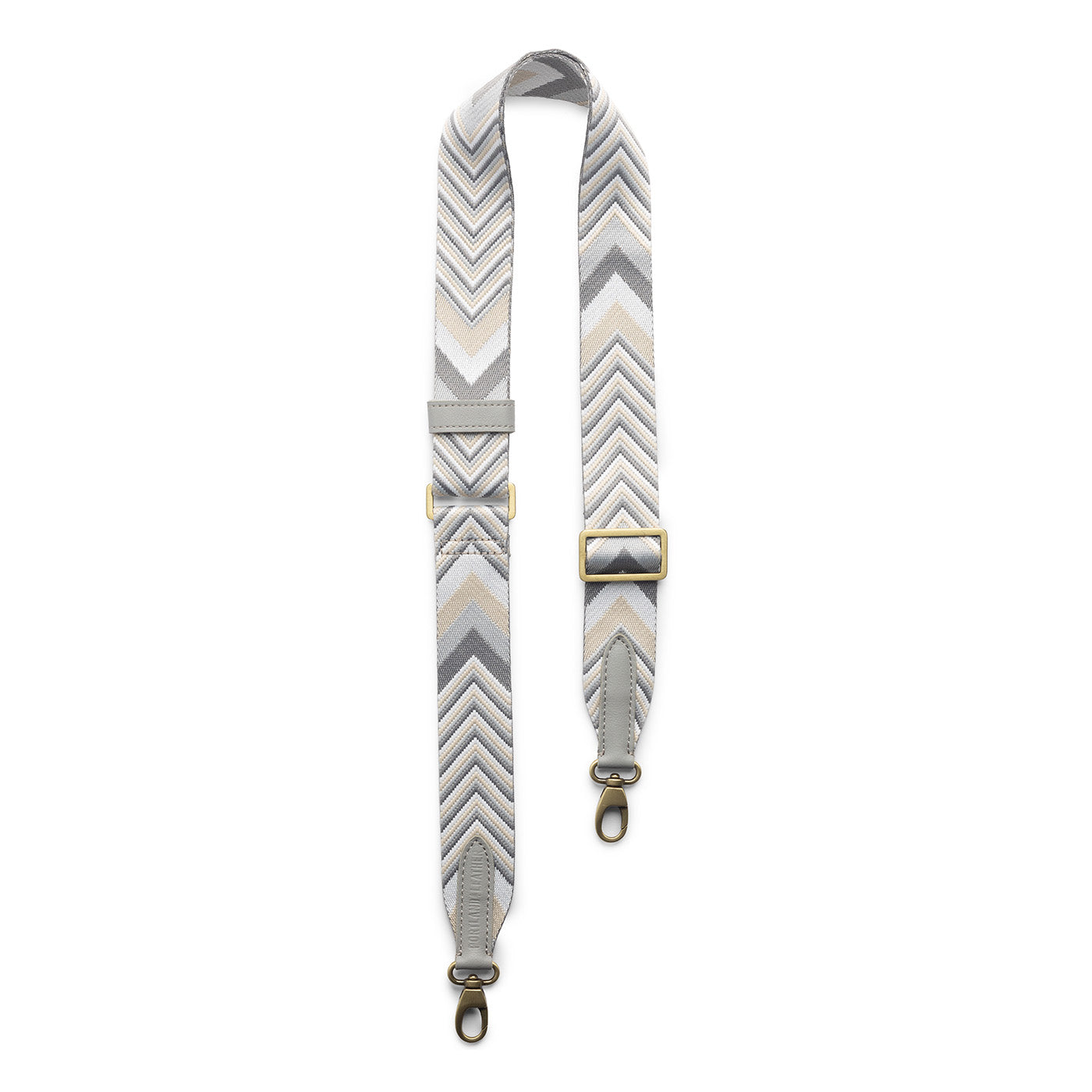 Fog Gray | Strap with chevron pattern and brass-toned hardware