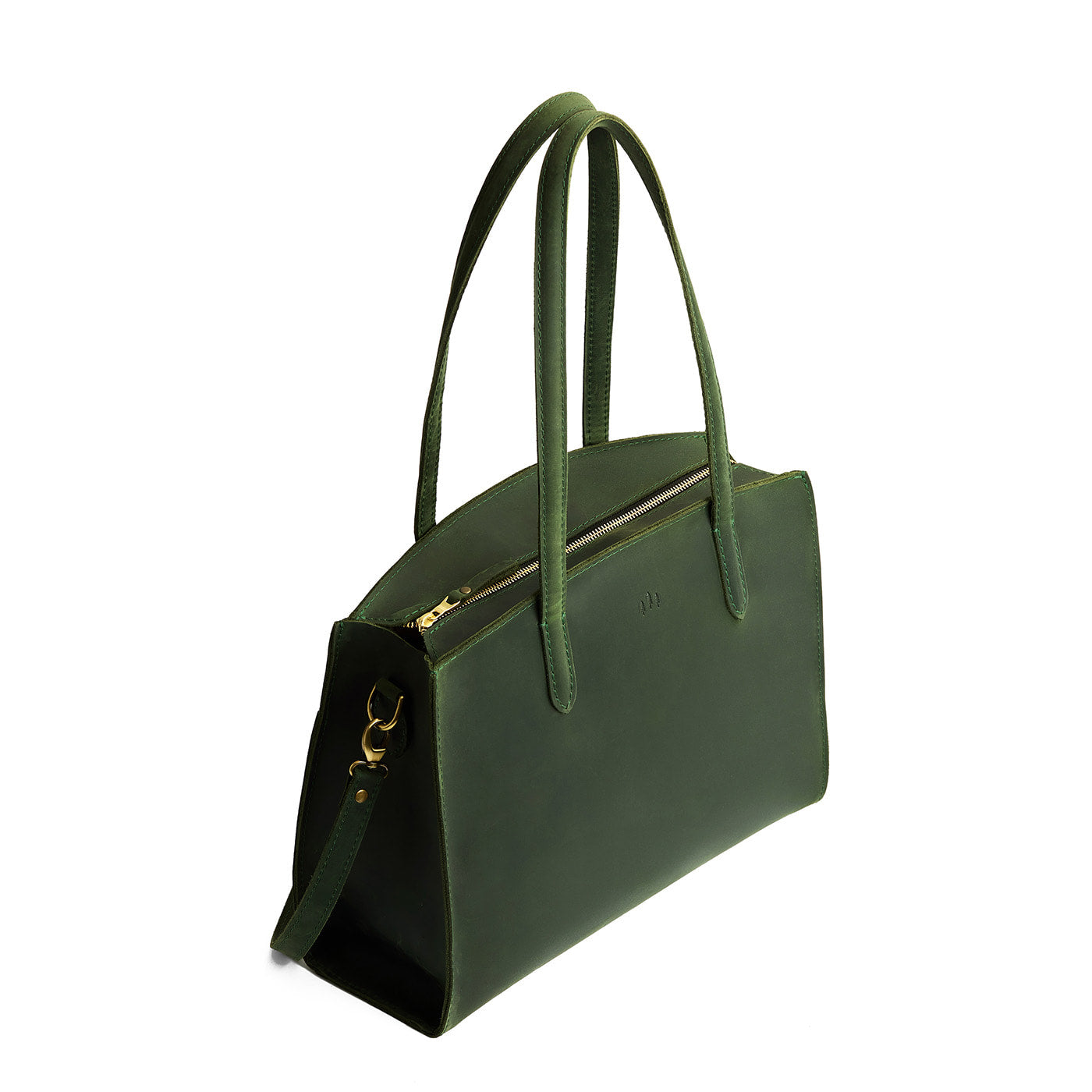 Evergreen*Large | Leather tote bag with handles, adjustable crossbody strap, zipper top, and two back pockets