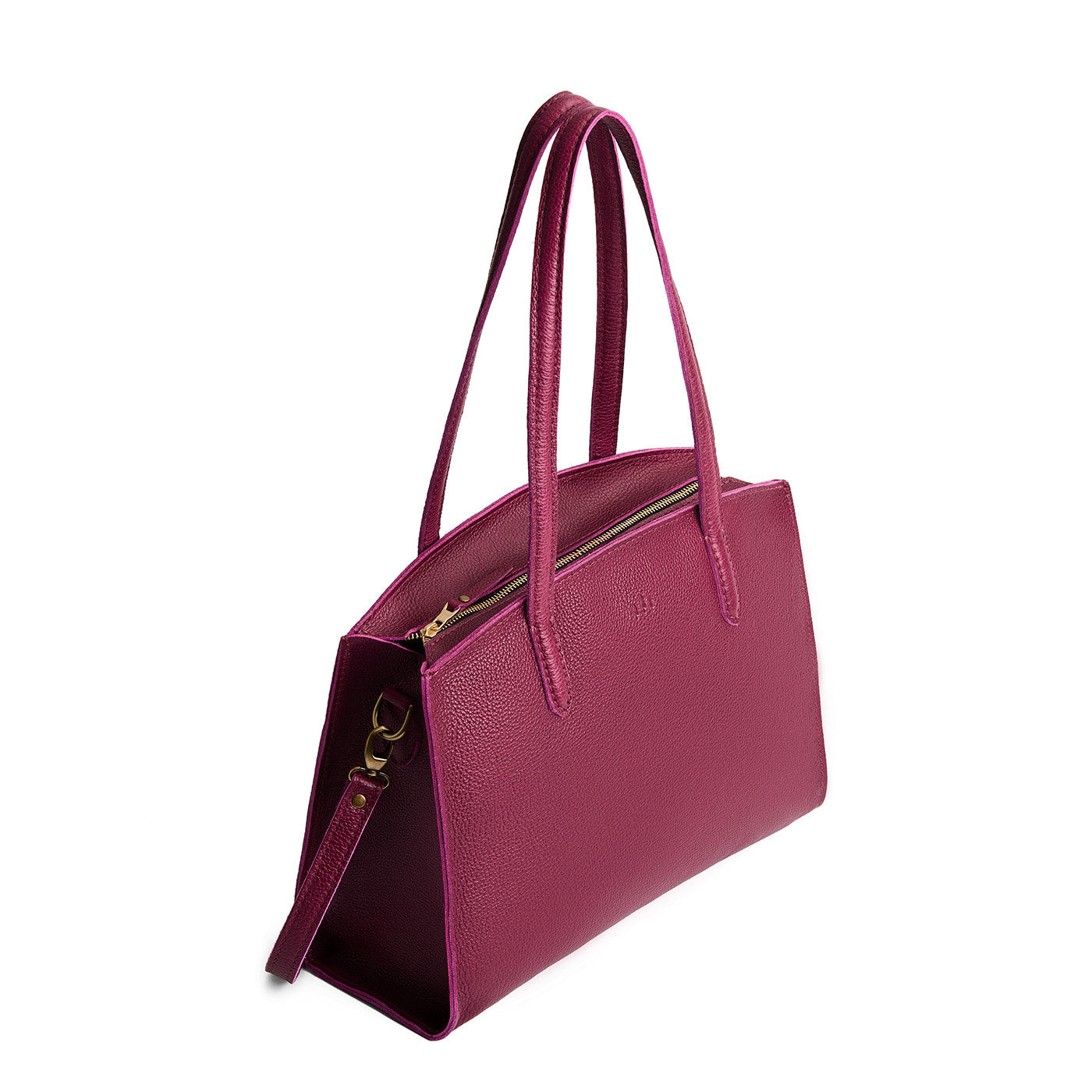 Orchid*Large | Leather tote bag with handles, adjustable crossbody strap, zipper top, and two back pockets