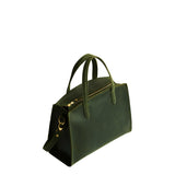 Evergreen Medium | Leather tote bag with handles, adjustable crossbody strap, zipper top, and two back pockets