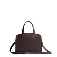 Moose*Medium | Leather tote bag with handles, adjustable crossbody strap, zipper top, and two back pockets