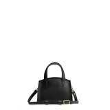 Black Mini | Leather tote bag with handles, adjustable crossbody strap, zipper top, and a back pocket