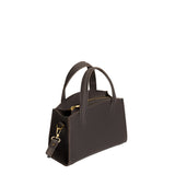 Full Moon Mini | Leather tote bag with handles, adjustable crossbody strap, zipper top, and a back pocket