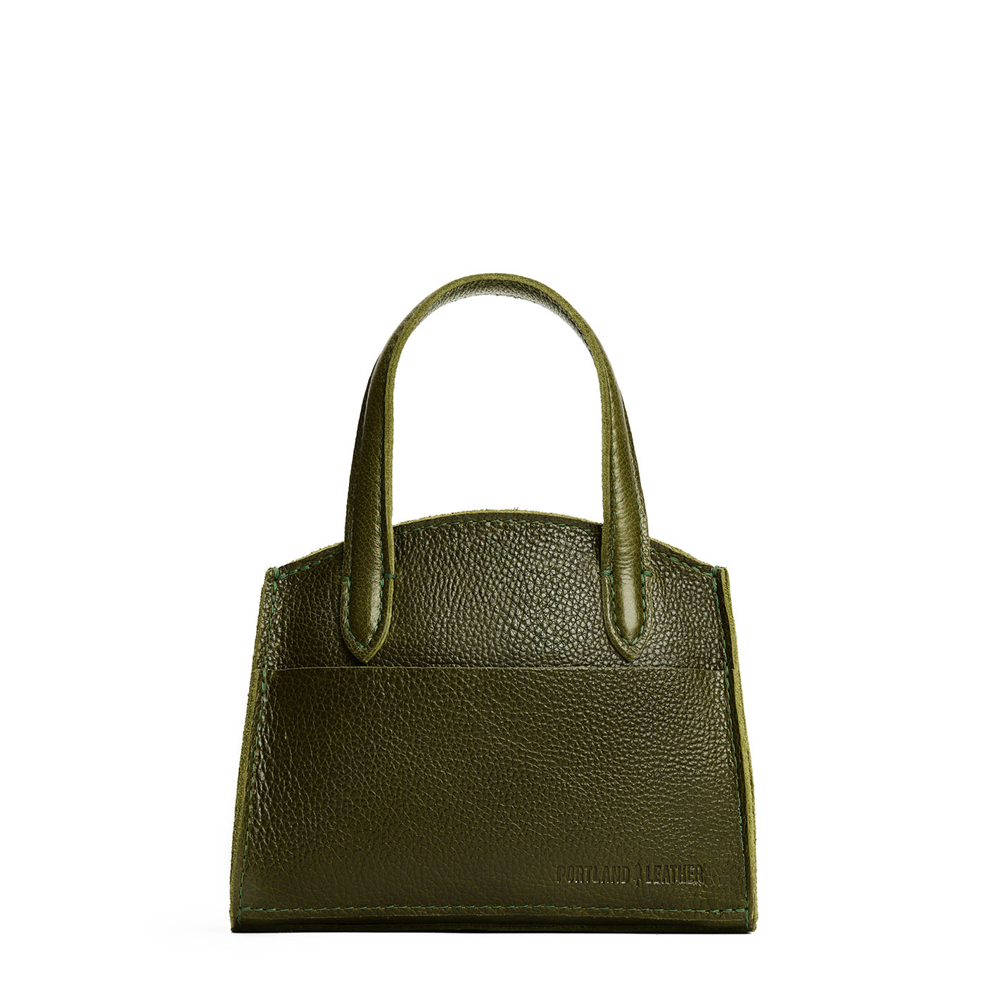 Pebbled Olive*Mini | Leather tote bag with handles, adjustable crossbody strap, zipper top, and a back pocket