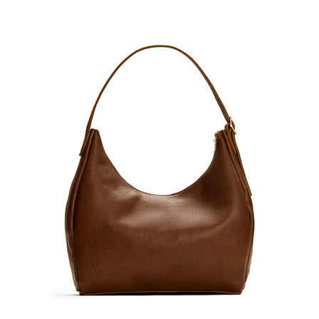 Asheville*Oversized | U-shaped, flat-bottomed leather shoulder bag with adjustable strap