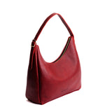 Chili Red Large | U-shaped, flat-bottomed leather shoulder bag with adjustable strap