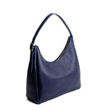 Cobalt Large | U-shaped, flat-bottomed leather shoulder bag with adjustable strap
