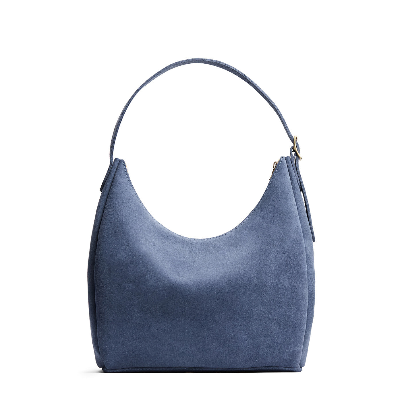 Denim*Large | U-shaped, flat-bottomed leather shoulder bag with adjustable strap