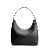 Pebbled--black Large | U-shaped, flat-bottomed leather shoulder bag with adjustable strap