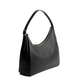 Pebbled--black Large | U-shaped, flat-bottomed leather shoulder bag with adjustable strap