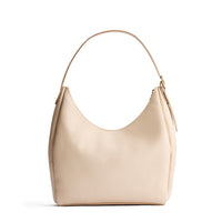 Pebbled Bone*Large | U-shaped, flat-bottomed leather shoulder bag with adjustable strap