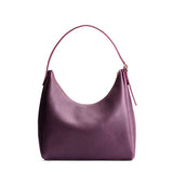 Plum Large | U-shaped, flat-bottomed leather shoulder bag with adjustable strap