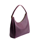 Plum Large | U-shaped, flat-bottomed leather shoulder bag with adjustable strap