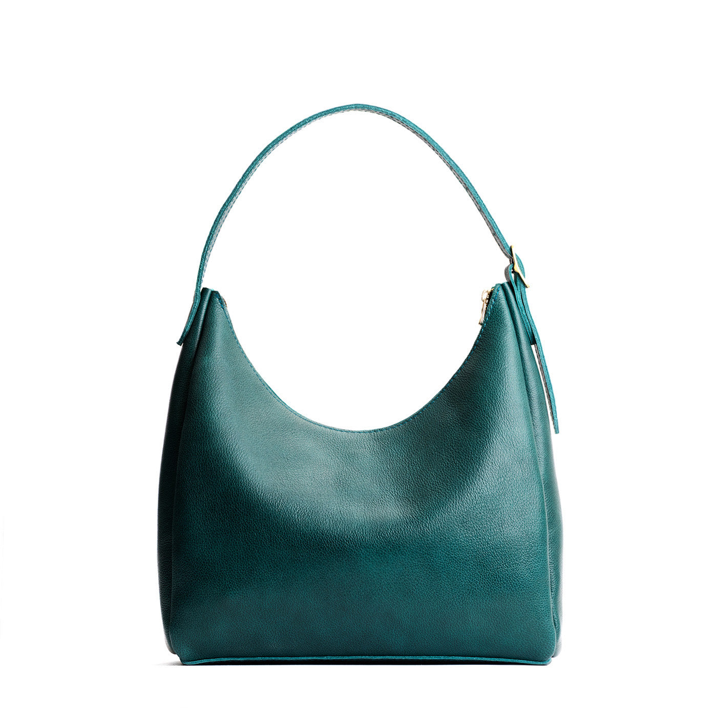 Sea Glass*Large | U-shaped, flat-bottomed leather shoulder bag with adjustable strap